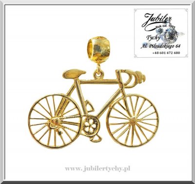 Złoty wisiorek rower charms do bransoletek modułowych złoto 585